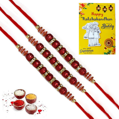 Sparkle Red Beads Rakhi For Brother