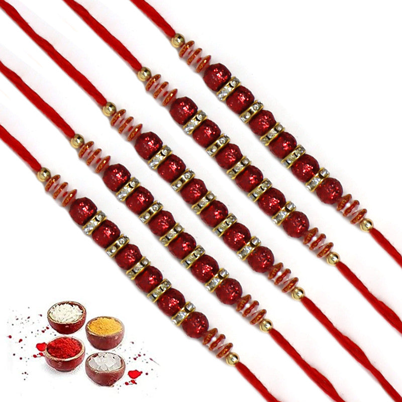 Sparkle Red Beads Rakhi For Brother