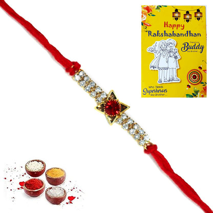 Red and White AD Pendet Rakhi | Rakhi for Brother