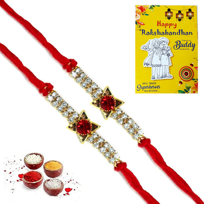 Red and White AD Pendet Rakhi | Rakhi for Brother