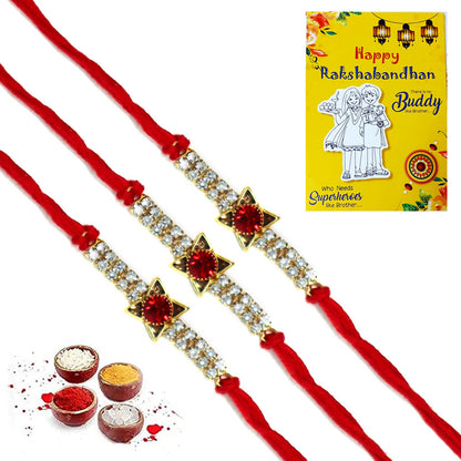 Red and White AD Pendet Rakhi | Rakhi for Brother