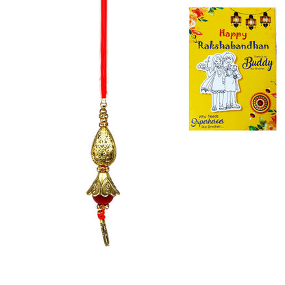 Red Moti Pearl Pendant Lumba Rakhi