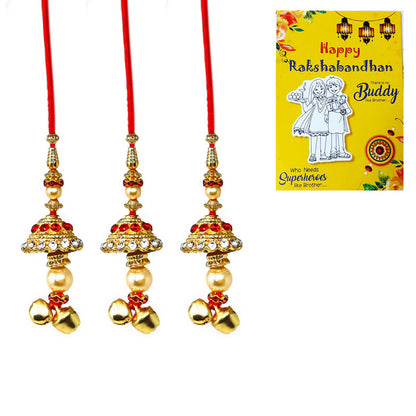 Red Ghungroo jhumki Bhabhi Lumba Rakhi