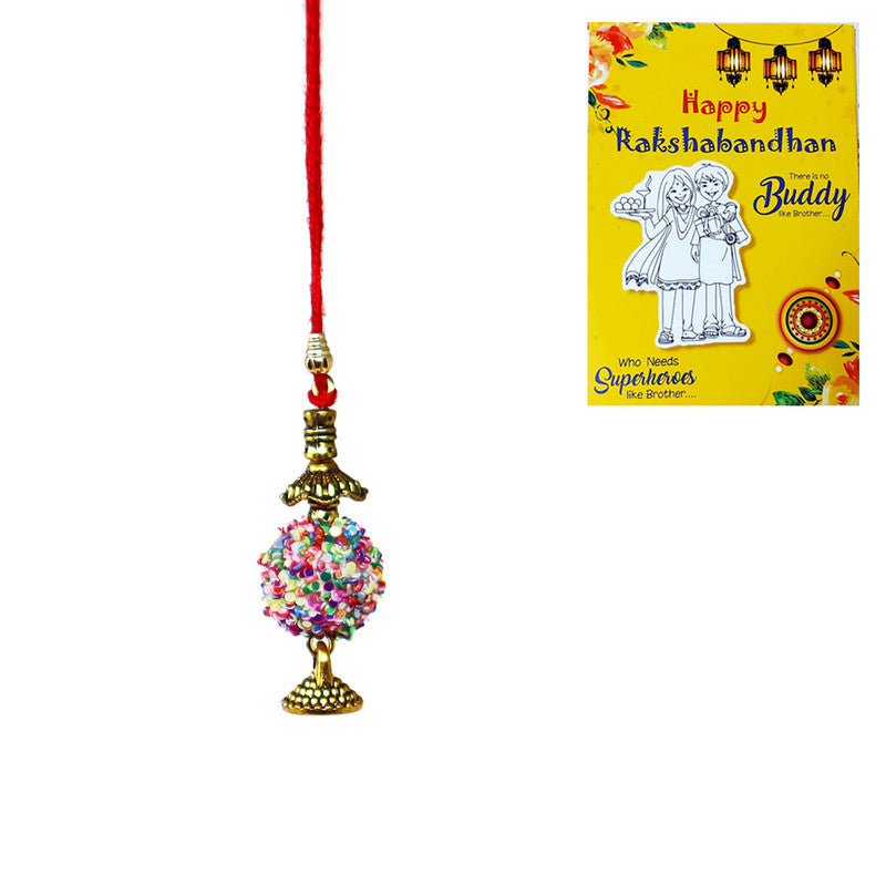 Gold Plated Zari Work Bhabhi Lumba Rakhi