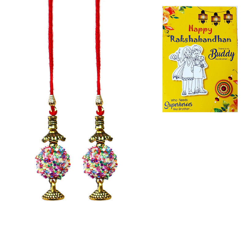 Gold Plated Zari Work Bhabhi Lumba Rakhi