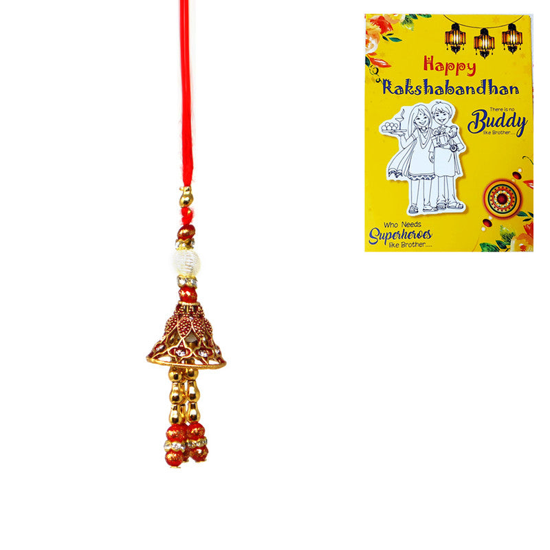 Ethnic Red Jhumkha Bhabhi Lumba Rakhi