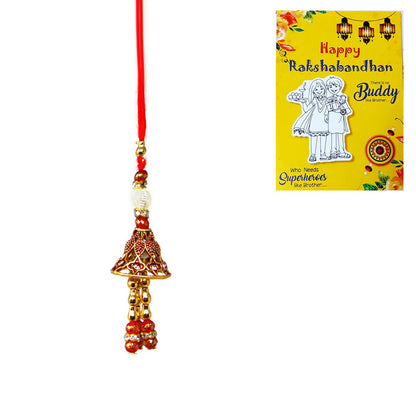 Ethnic Red Jhumkha Bhabhi Lumba Rakhi