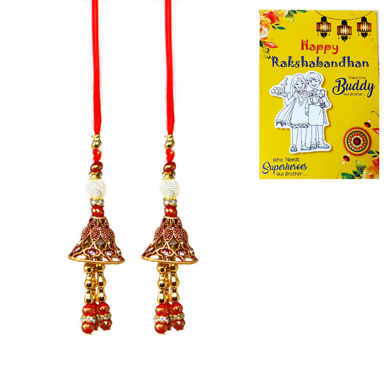 Ethnic Red Jhumkha Bhabhi Lumba Rakhi