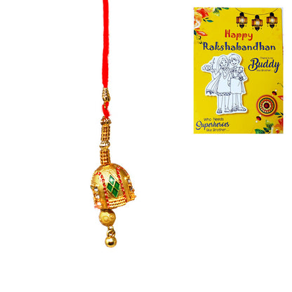 Gold Ethnic Pendant Bhabhi Lumba Rakhi