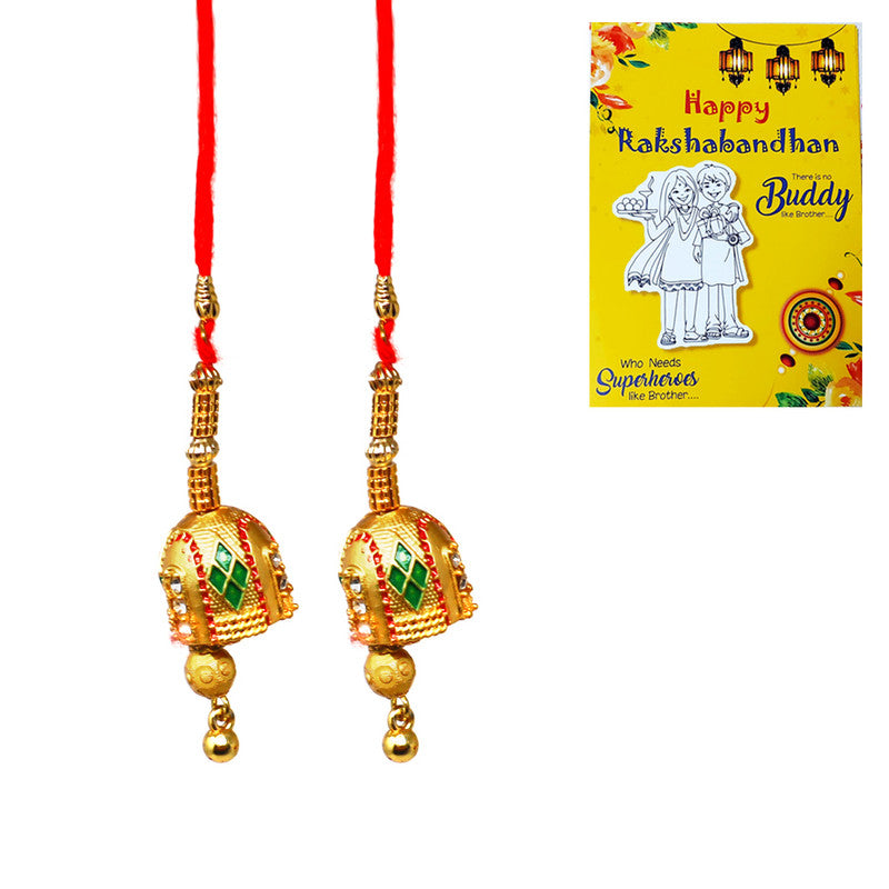 Gold Ethnic Pendant Bhabhi Lumba Rakhi