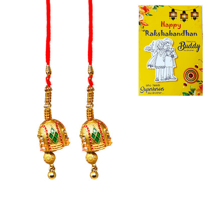 Gold Ethnic Pendant Bhabhi Lumba Rakhi