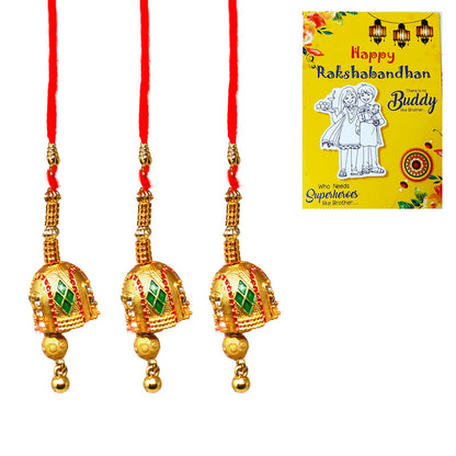 Gold Ethnic Pendant Bhabhi Lumba Rakhi