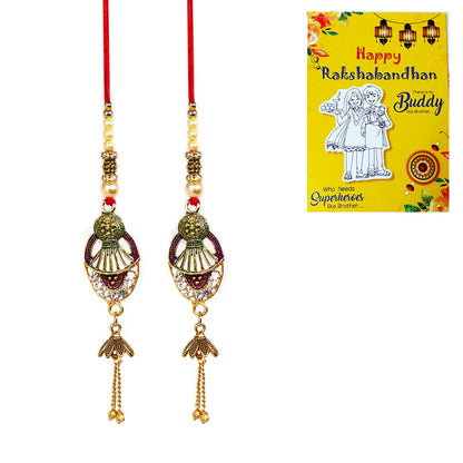 Ethnic Peacock Metal Bhabhi Lumba Rakhi