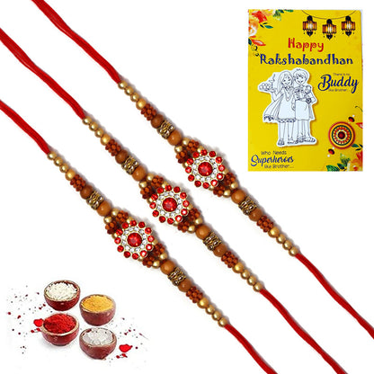 Red White AD Golden Pearl Rakhi  I  Rakhi for Brother