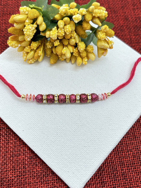 Sparkle Red Beads Rakhi For Brother