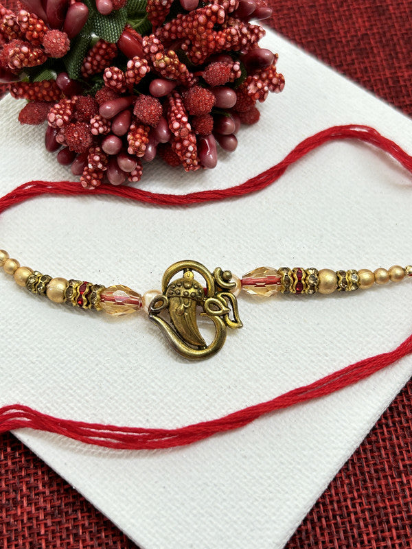 Ganesha Pendent AD Pearl Rakhi | Rakhi for Brother