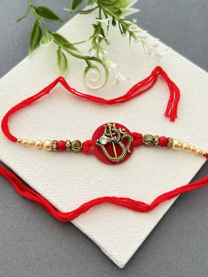 Trishul OM Pendent Pearl Rakhi | Rakhi for Brother