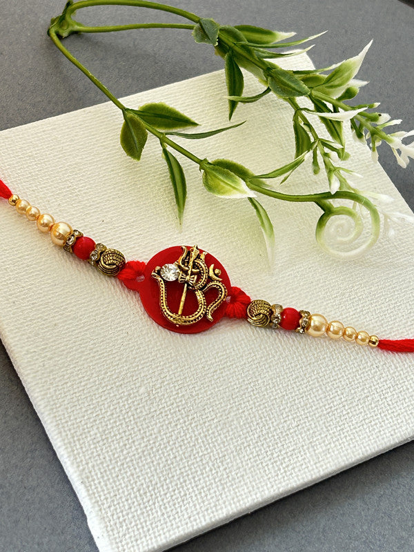 Trishul OM Pendent Pearl Rakhi | Rakhi for Brother