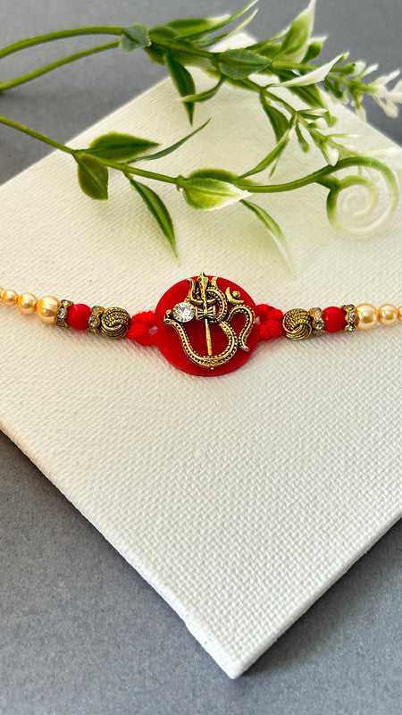 Trishul OM Pendent Pearl Rakhi | Rakhi for Brother