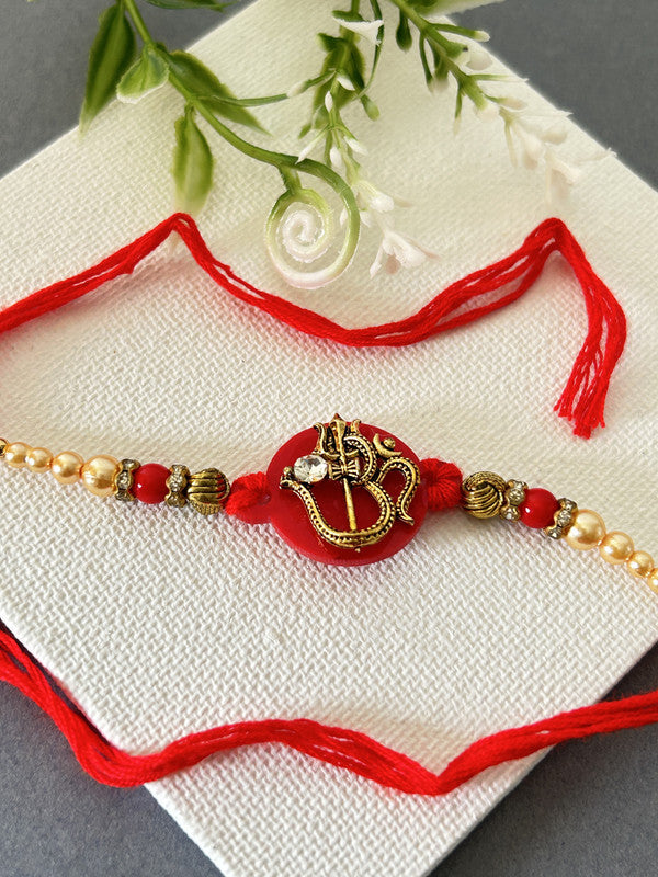 Trishul OM Pendent Pearl Rakhi | Rakhi for Brother