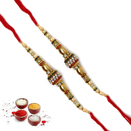 AD Multi Color Pendent Rakhi | Rakhi for Brother