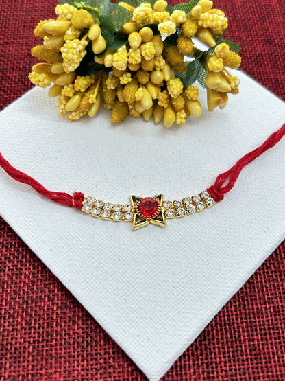 Red and White AD Pendet Rakhi | Rakhi for Brother