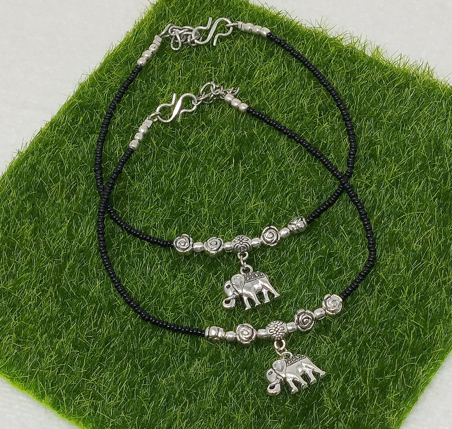 Elephant Pendent Silver Chain Anklets