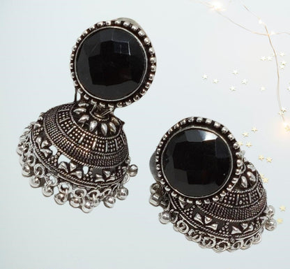 German Silver Oxidized Jhumka Earrings