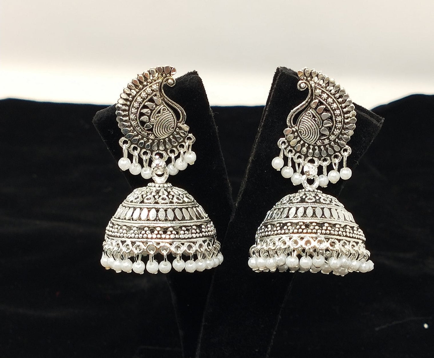 Silver Oxidized Jhumka Earrings