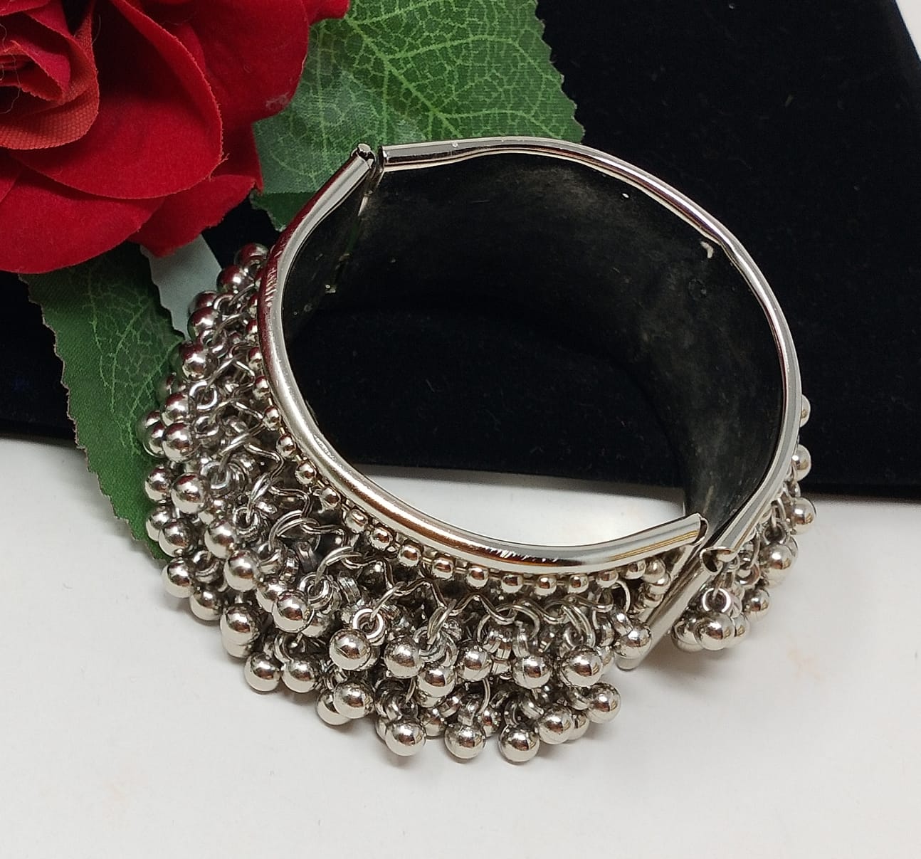 Oxidized Silver-Plated Ghungroo Handcrafted Kada Bracelet