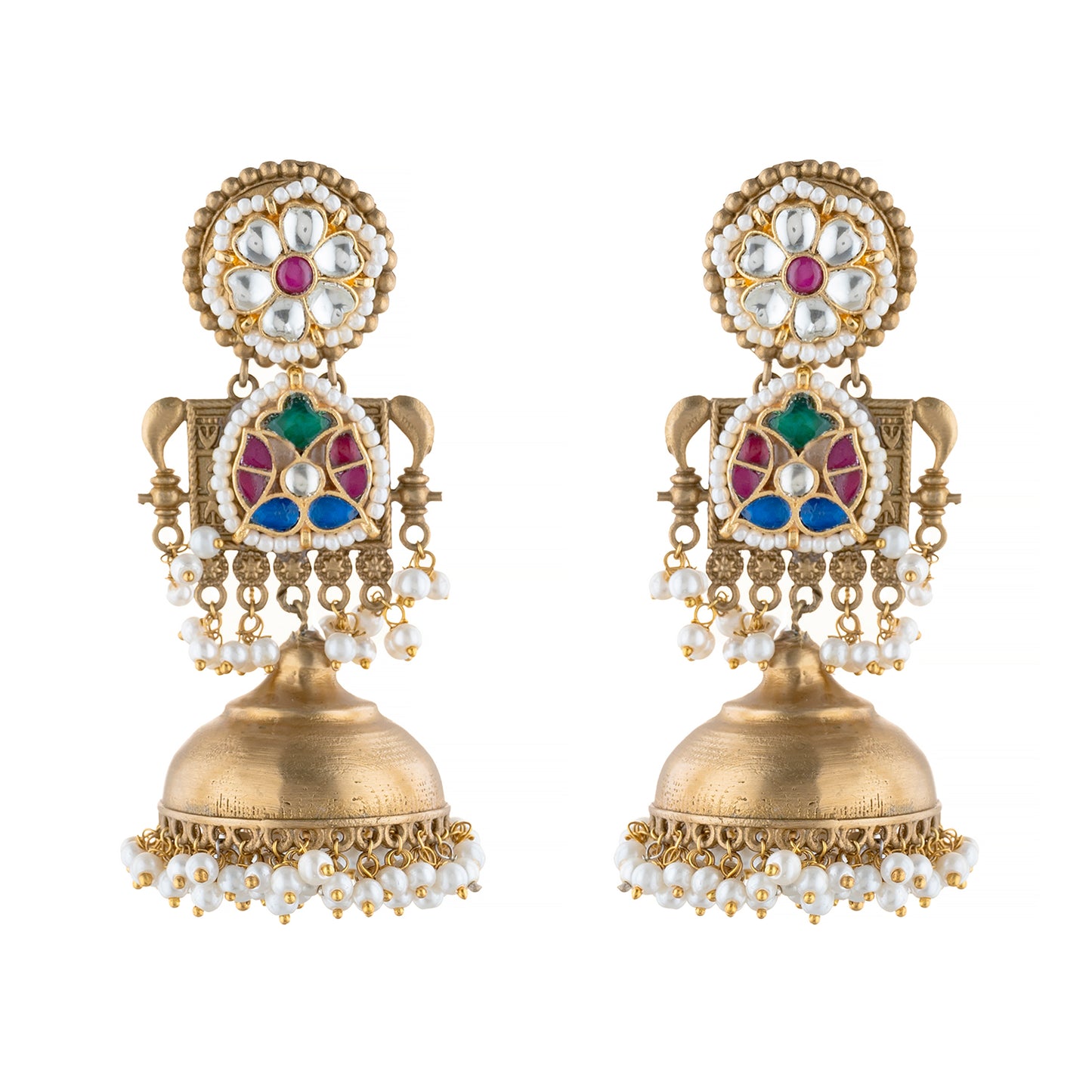 Hand Crafted Long Gold Plated Jhumka Earrings for Women and Girls