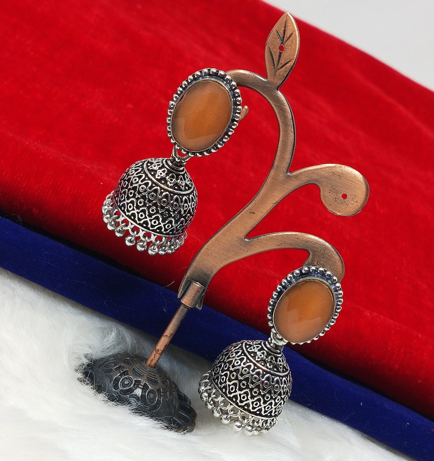 German Silver Dangling Bell Jhumkhi Earrings