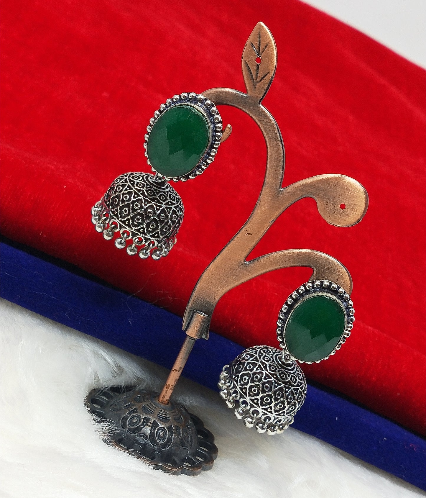 German Silver Dangling Bell Jhumkhi Earrings