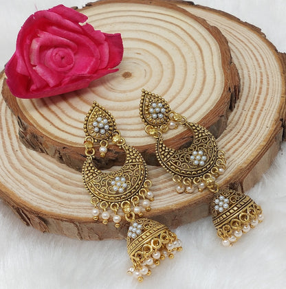 Tied Roots Golden Jhumka Earrings
