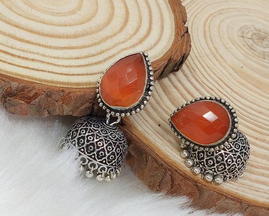 German Silver Oxidized Jhumka Earrings