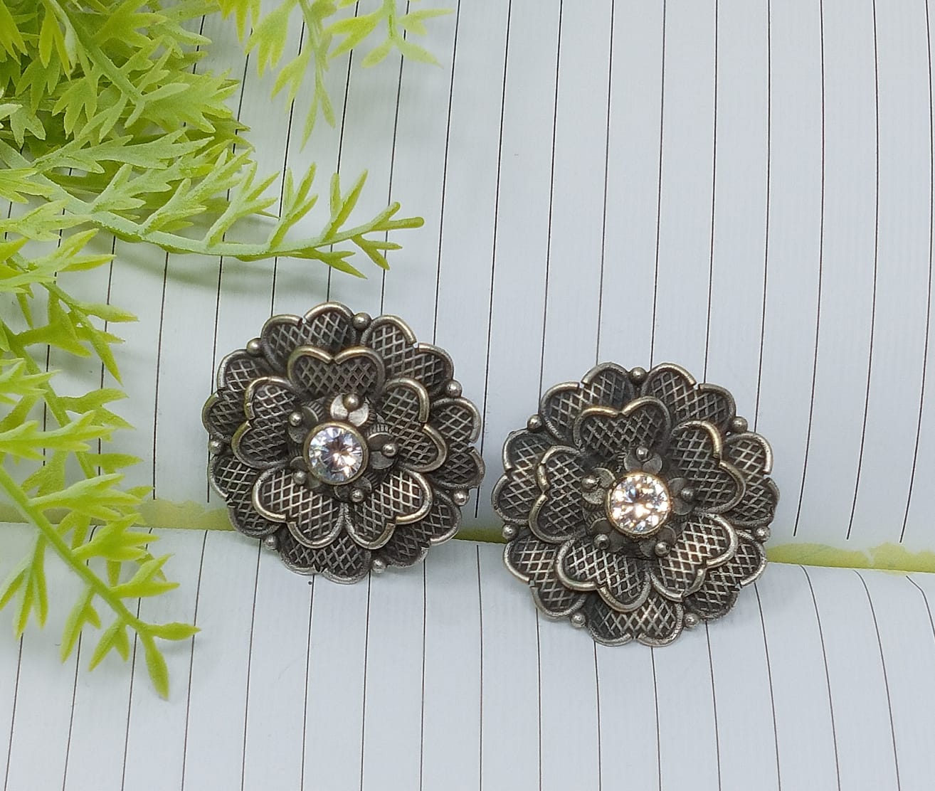 Silver Flower Charm Earrings