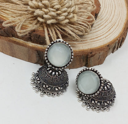 German Silver Oxidized Jhumka Earrings