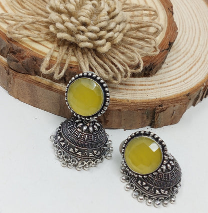 German Silver Oxidized Jhumka Earrings