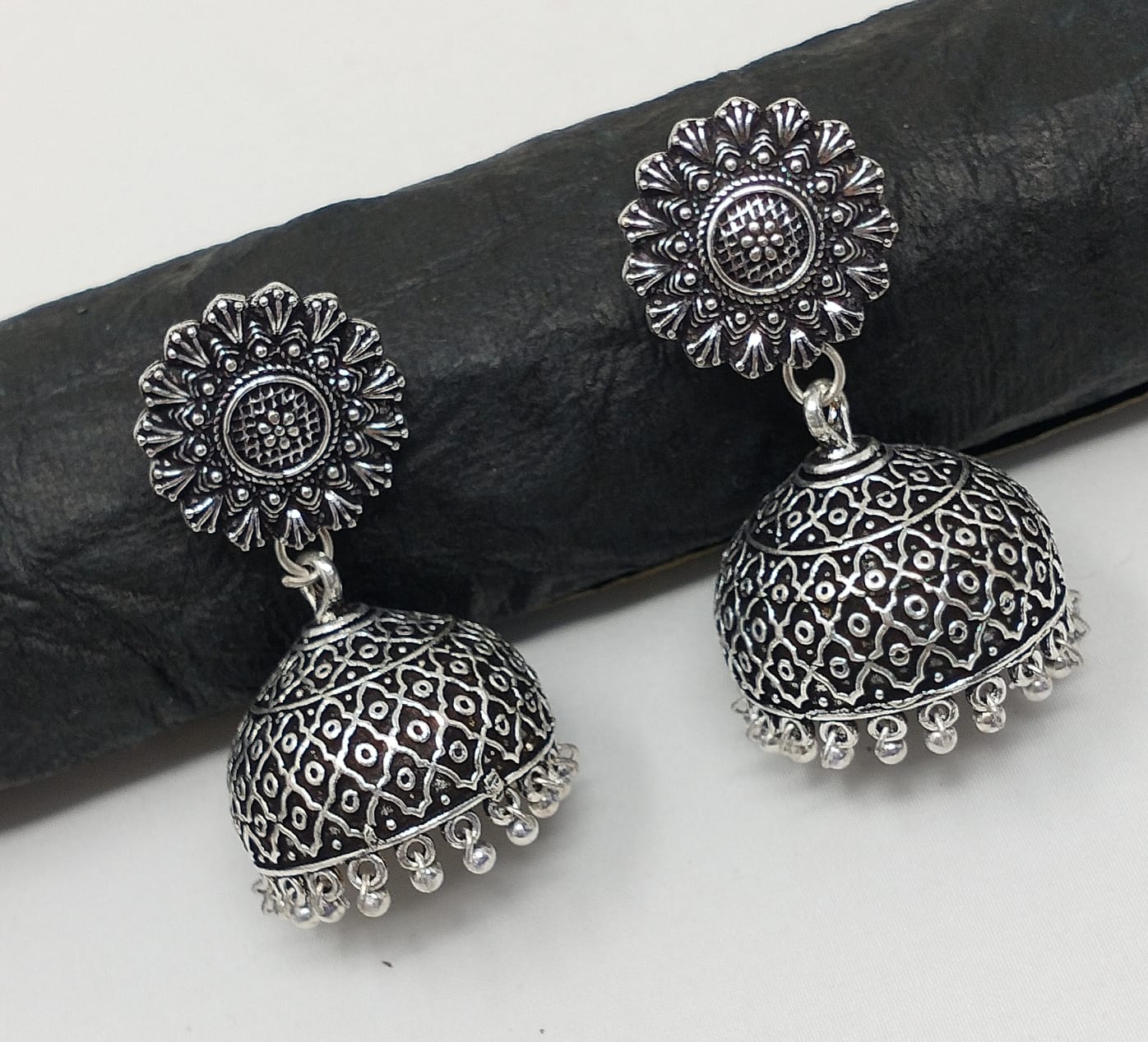 Oxidized Jhumka Earrings