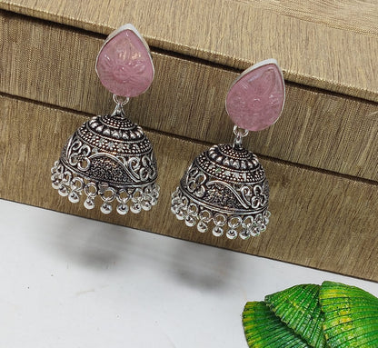 Elegant Adornments: Gem Stone Jhumka Earrings for a Timeless Look