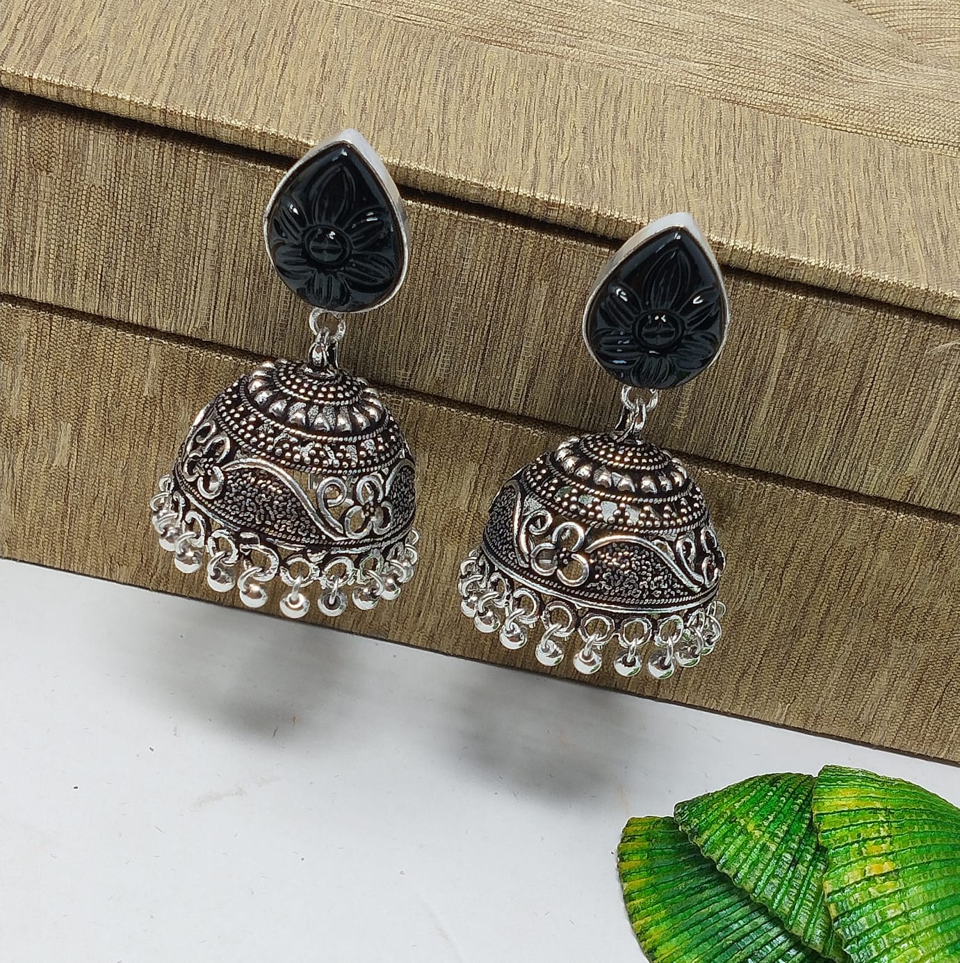 Enchanting Ethnic Elegance: Gem Stone Jhumka Earrings for a Striking Look