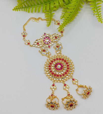 Traditional Gold Plated Kundan HathPhool Bracelets