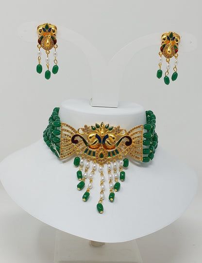 Pearl Kundan Choker Jewelry Set