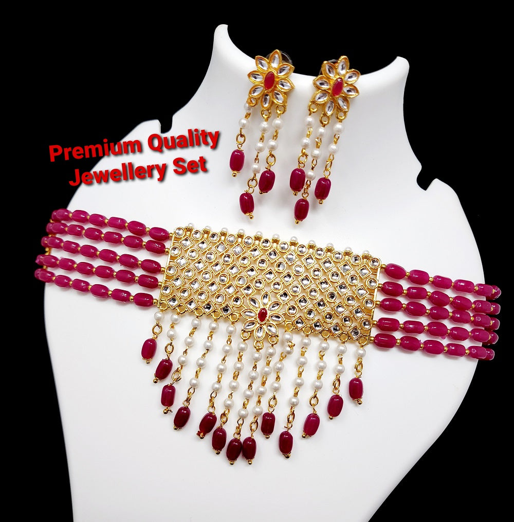 Charming Pink Pearl Kundan Choker Jewellery Set