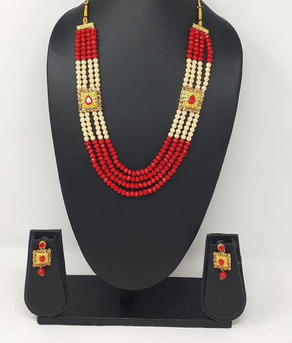 Royal Red Pearl Long Jewelry Set