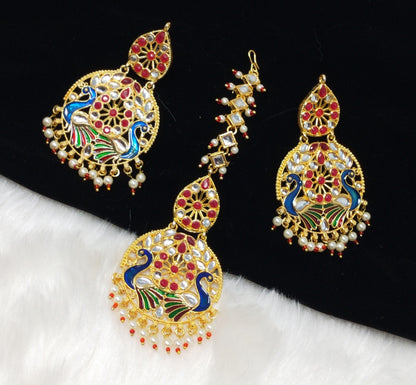 Chandbali Earrings and Maang Tikka Set