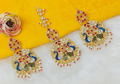 Chandbali Earrings and Maang Tikka Set