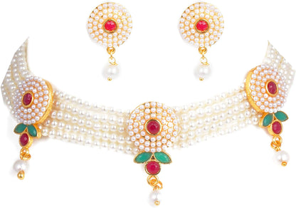 Red Moti Pearl Choker Jewellery Set