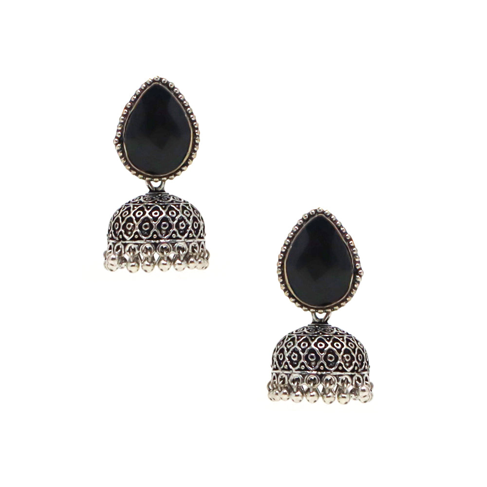 German Silver Oxidized Jhumka Earrings