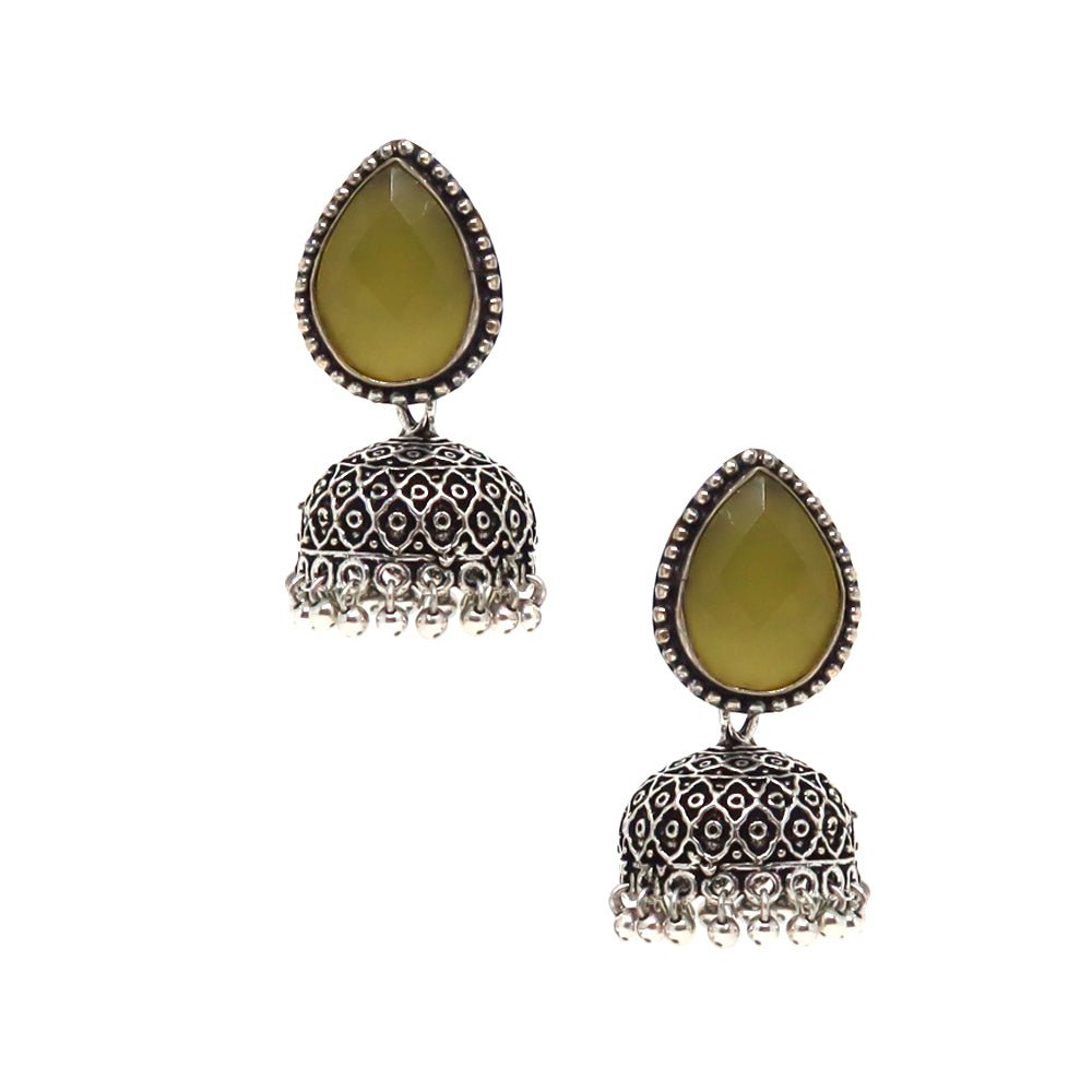 German Silver Oxidized Jhumka Earrings